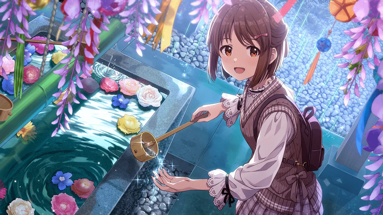 【雨に喜ぶ花手水】