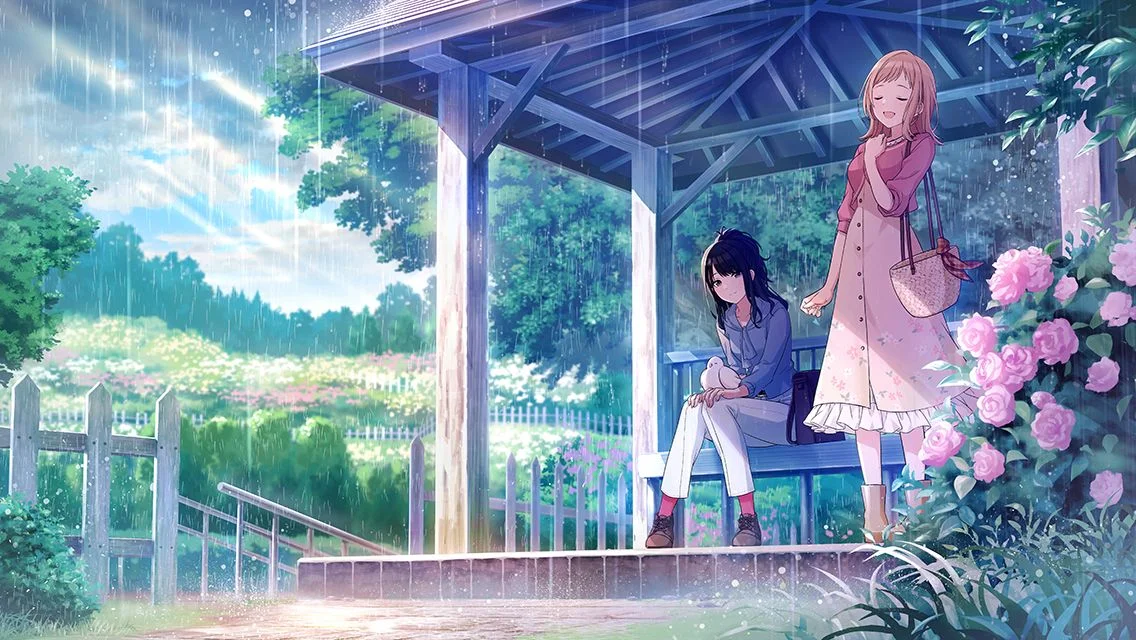 【音、雨、パシャ、リ】